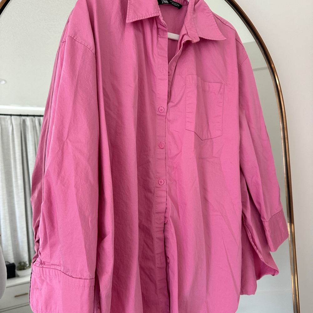 ZARA pink oversized button down